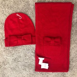 Kate Spade Bow Scarf and Hat Set - Charm Red